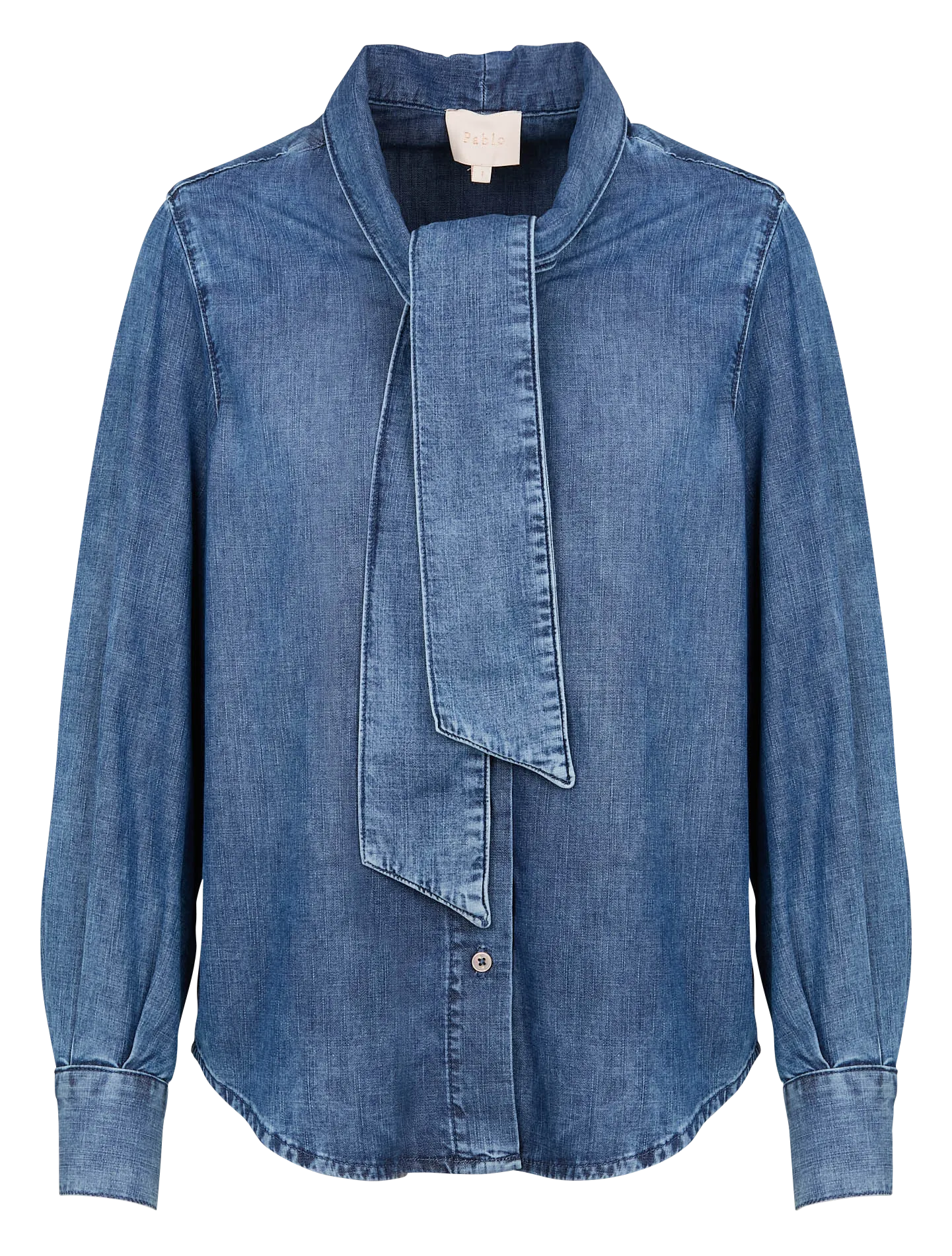 PABLO BRYONY  CAMISA CON CUELLO LAVALLIèRE DE DENIM DE ALGODóN EN AZUL