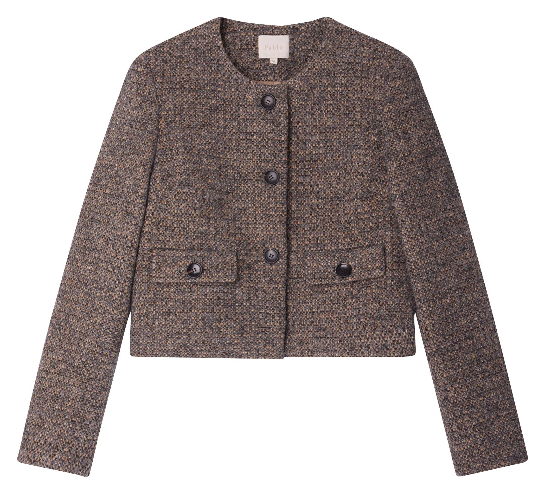 PABLO MARJANE  CHAQUETA CORTA RECTA DE TWEED EN GRIS
