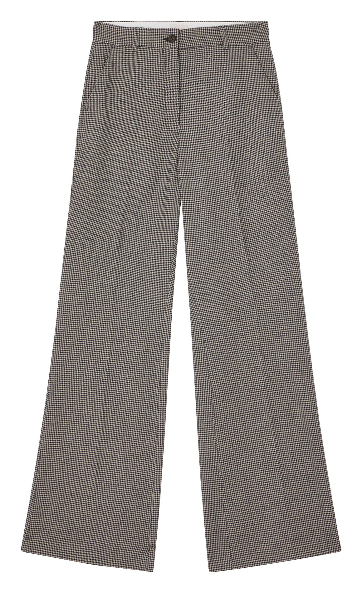 PABLO NAWRAS  PANTALóN RECTO CON ESTAMPADO DE PATA DE GALLO EN BEIGE