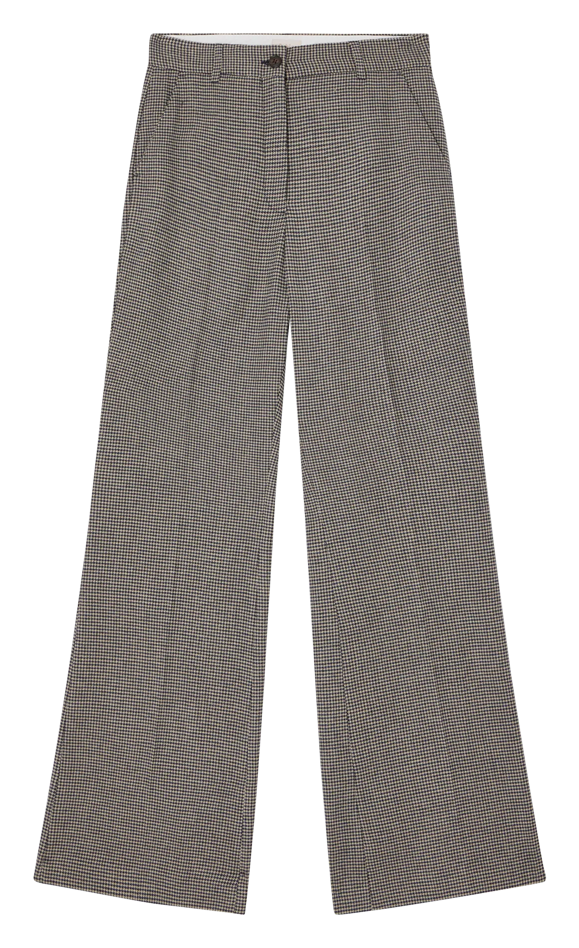 PABLO NAWRAS  PANTALóN RECTO CON ESTAMPADO DE PATA DE GALLO EN BEIGE