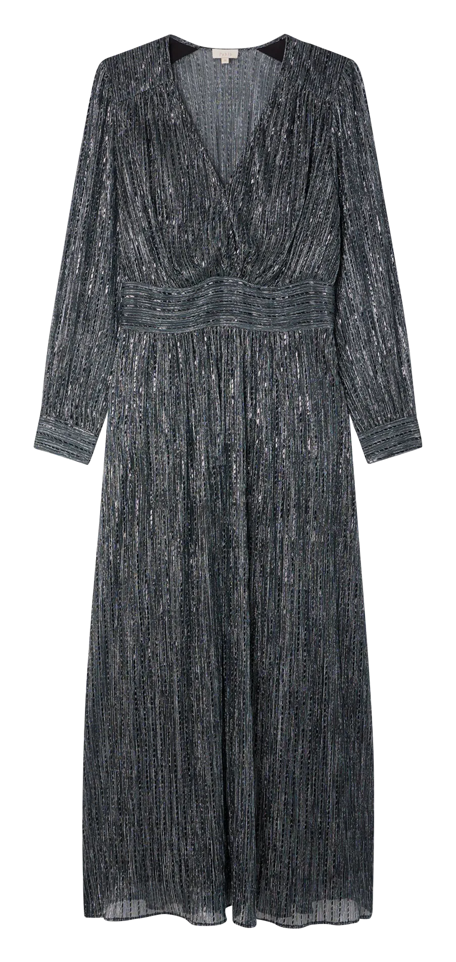 PABLO SANYA  VESTIDO LARGO CON HILOS METALIZADOS EN AZUL