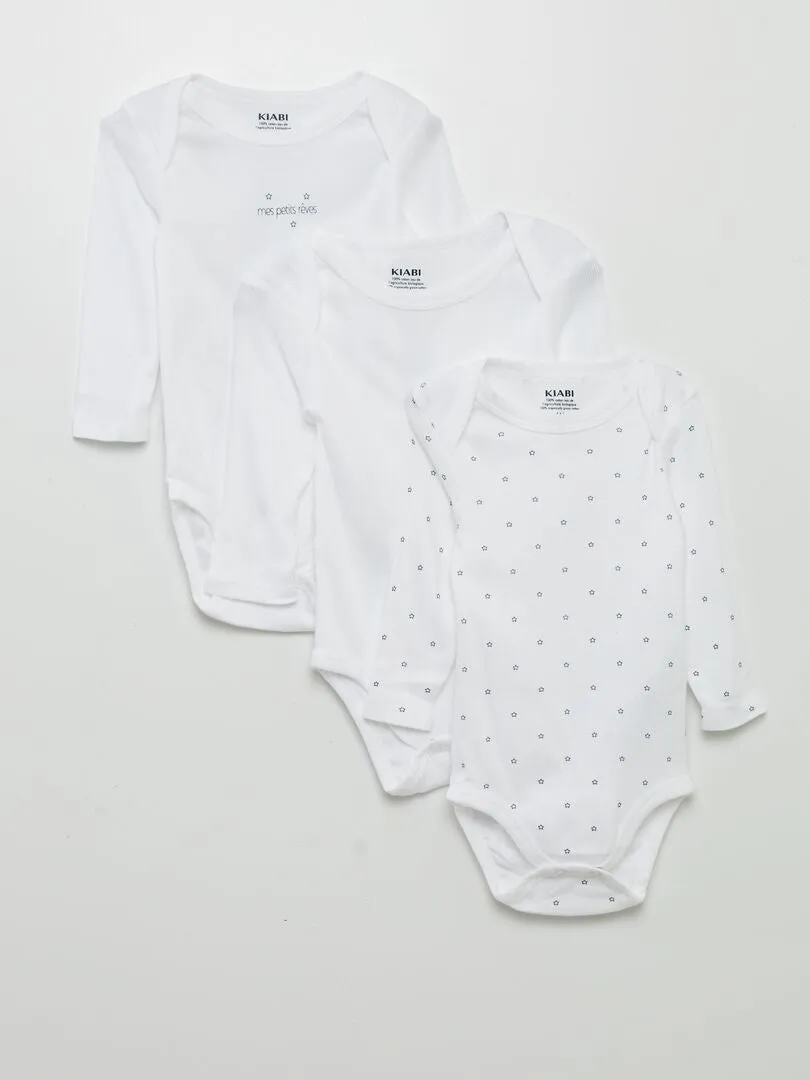 PACK DE 3 BODIES DE MANGA LARGA  BLANCO