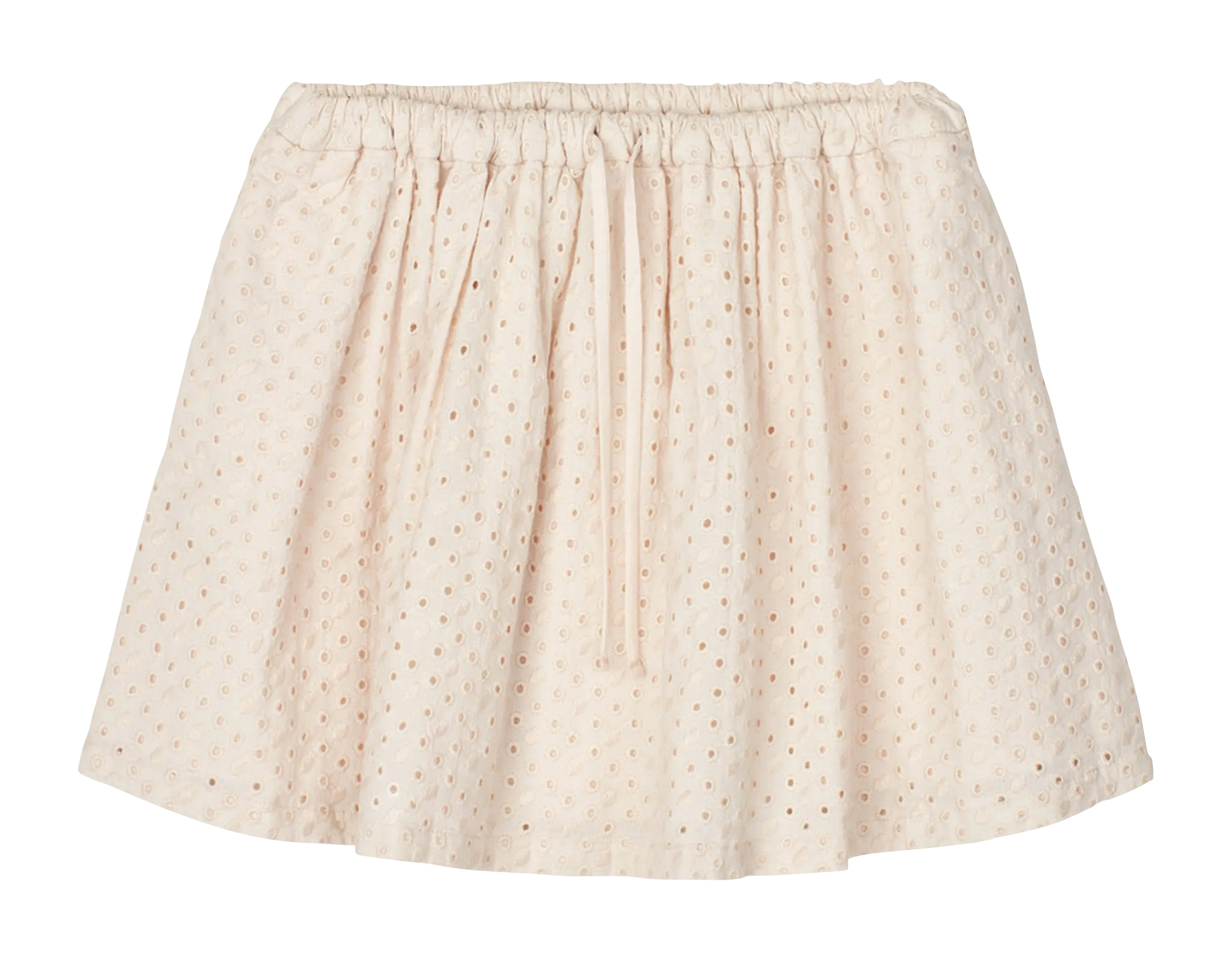 PADUA  FALDA CORTA DE ALGODóN ORGáNICO CON BORDADO INGLéS EN BEIGE