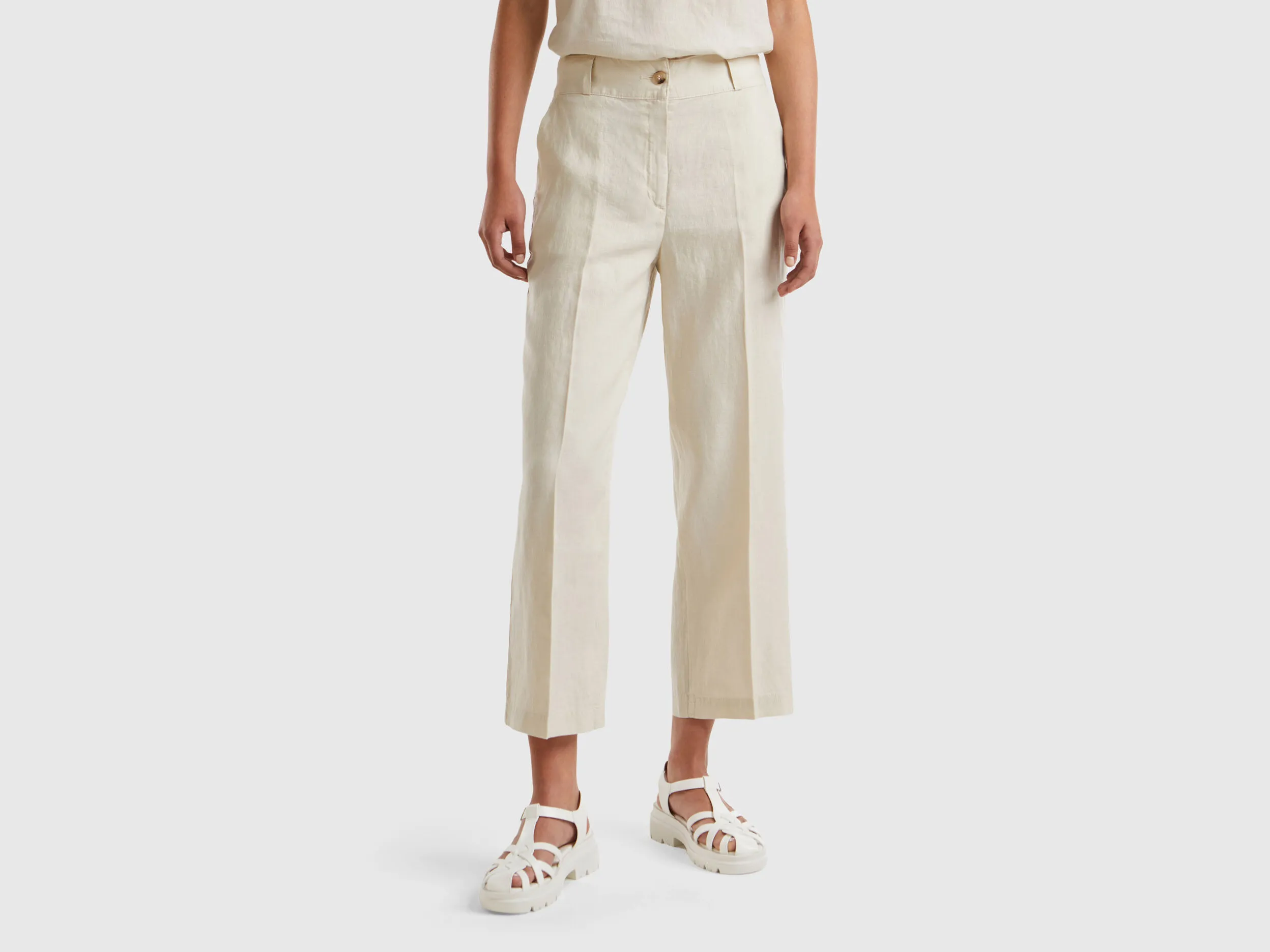 Pantalón recto de puro lino