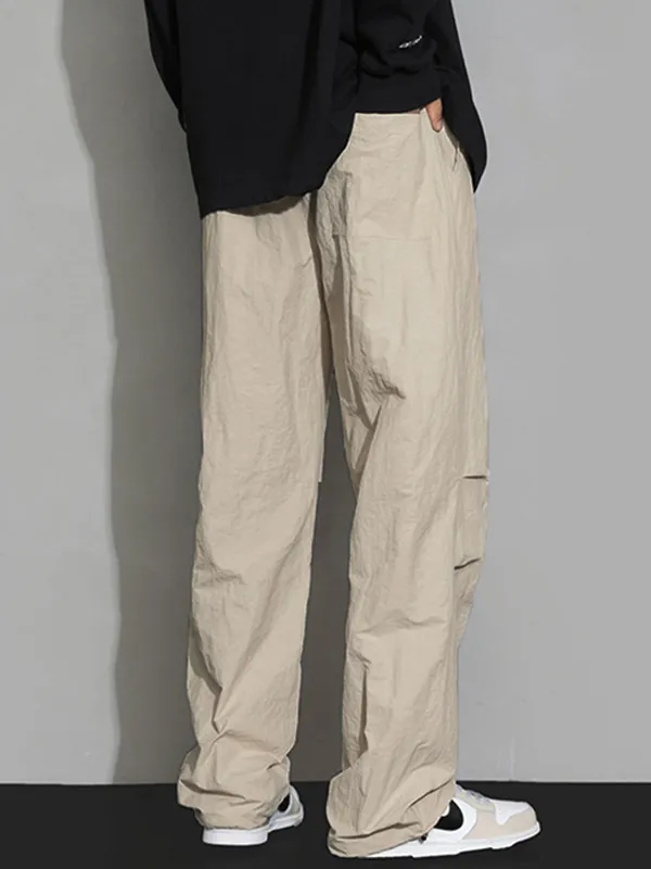 Pantalones cargo finos informales plisados para hombre