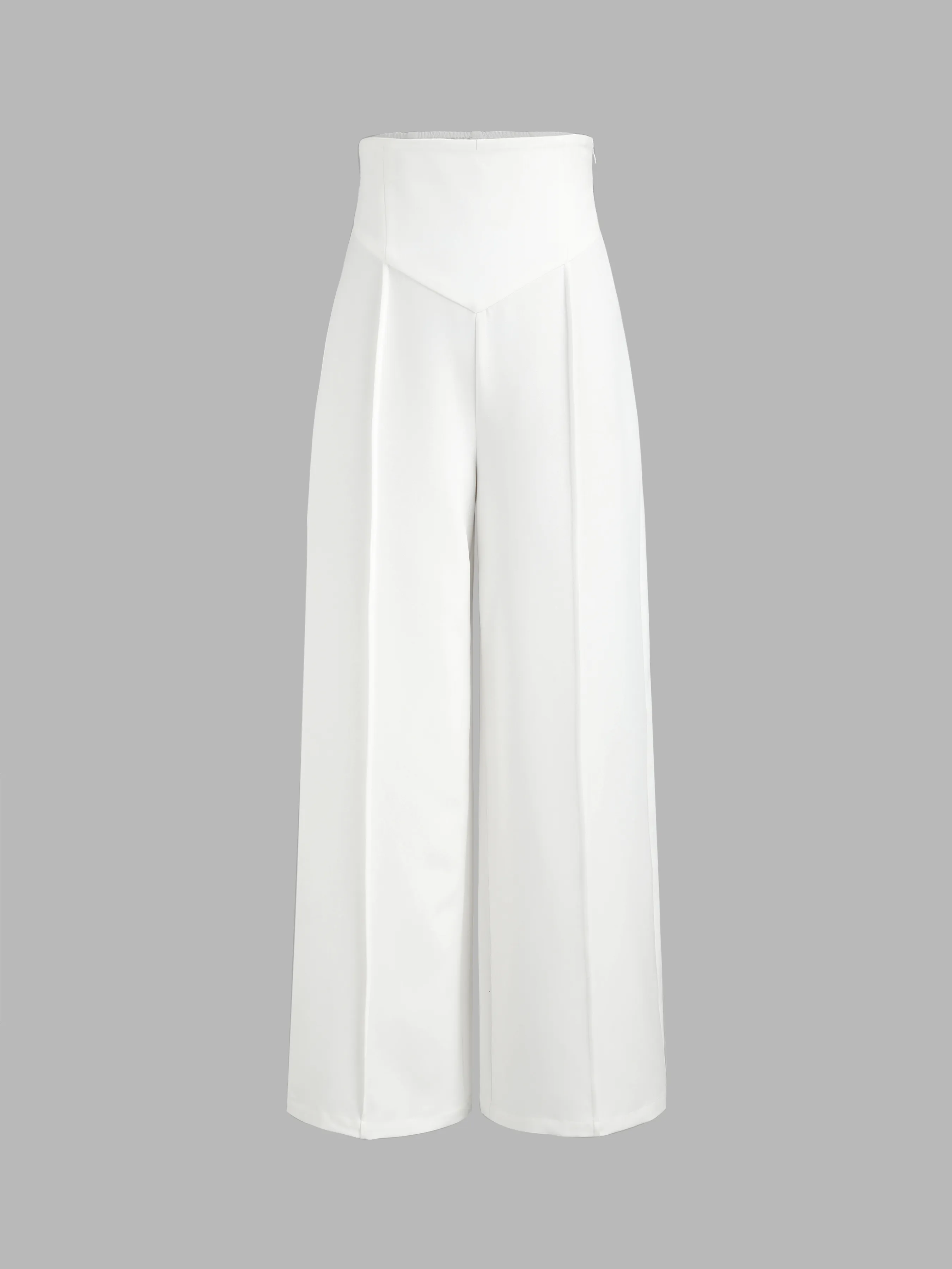  Pantalones de Pierna Ancha de Cintura Alta de Punto Sólido