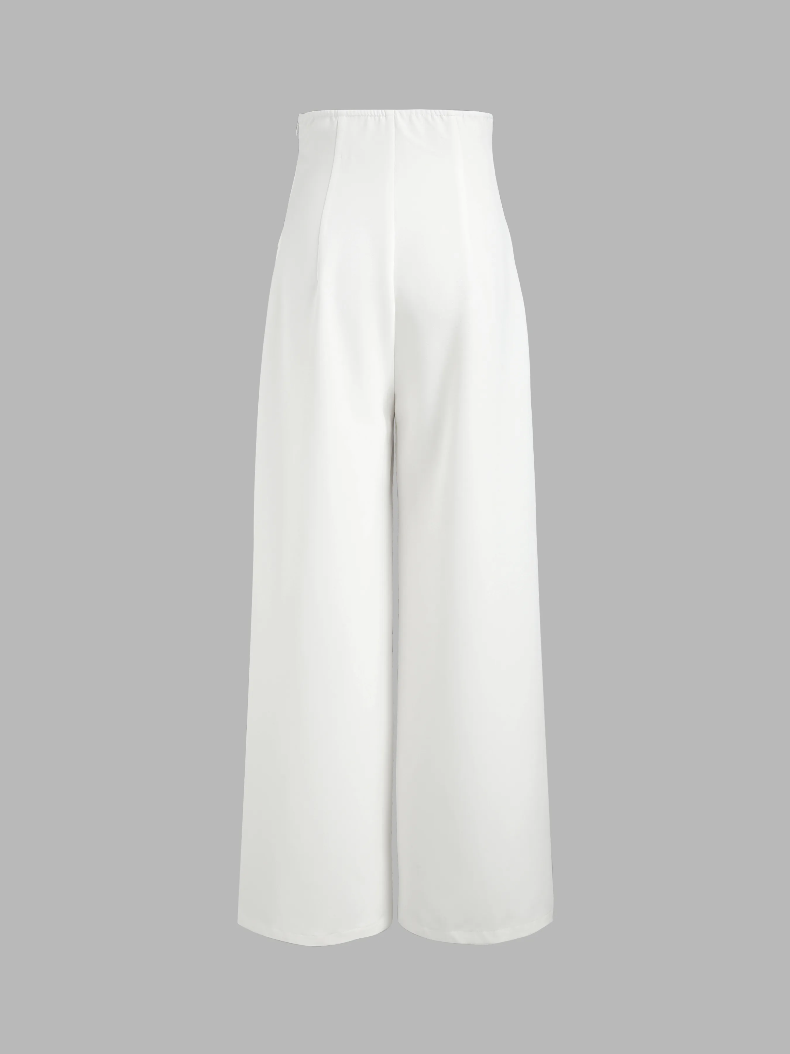  Pantalones de Pierna Ancha de Cintura Alta de Punto Sólido
