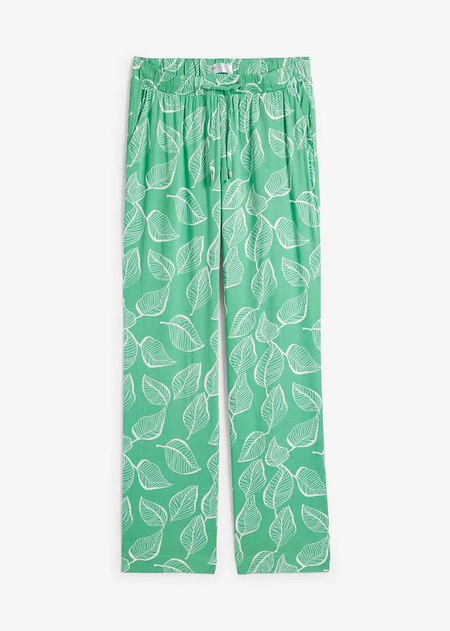 Pantalón con cintura elástica Verde ópalo/blanco estampado