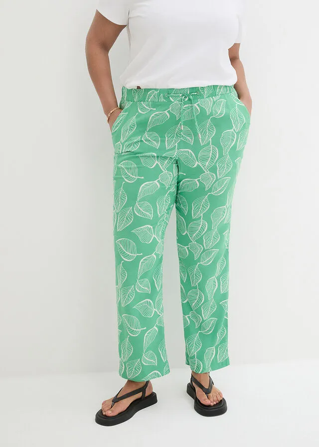 Pantalón con cintura elástica Verde ópalo/blanco estampado