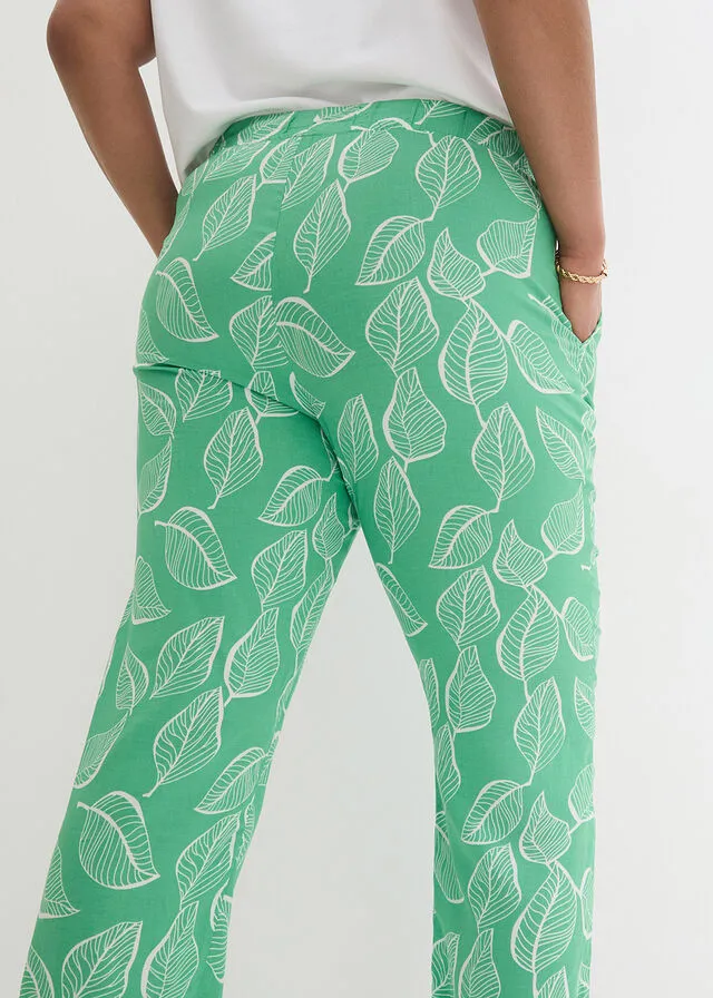 Pantalón con cintura elástica Verde ópalo/blanco estampado