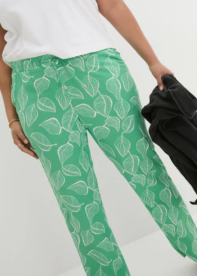 Pantalón con cintura elástica Verde ópalo/blanco estampado