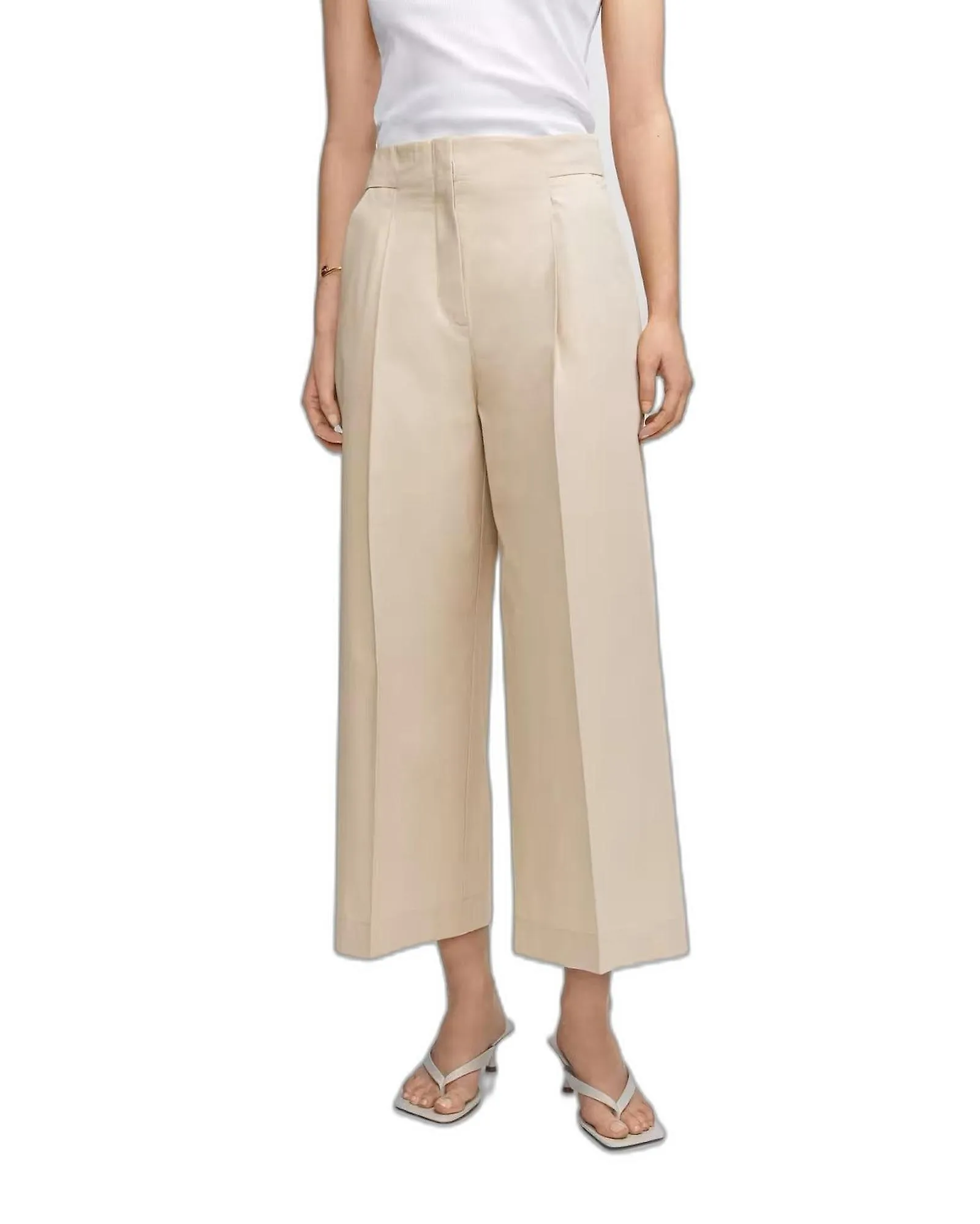 Pantalón de algodón Mango con cierre de cremallera