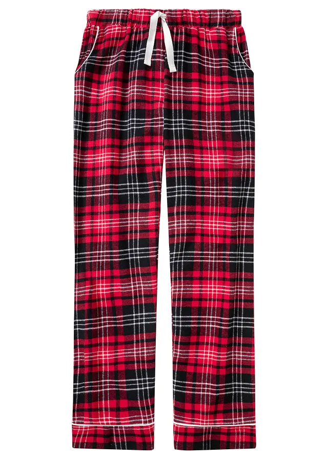 Pantalón de pijama en tejido de franela Rojo de cuadros