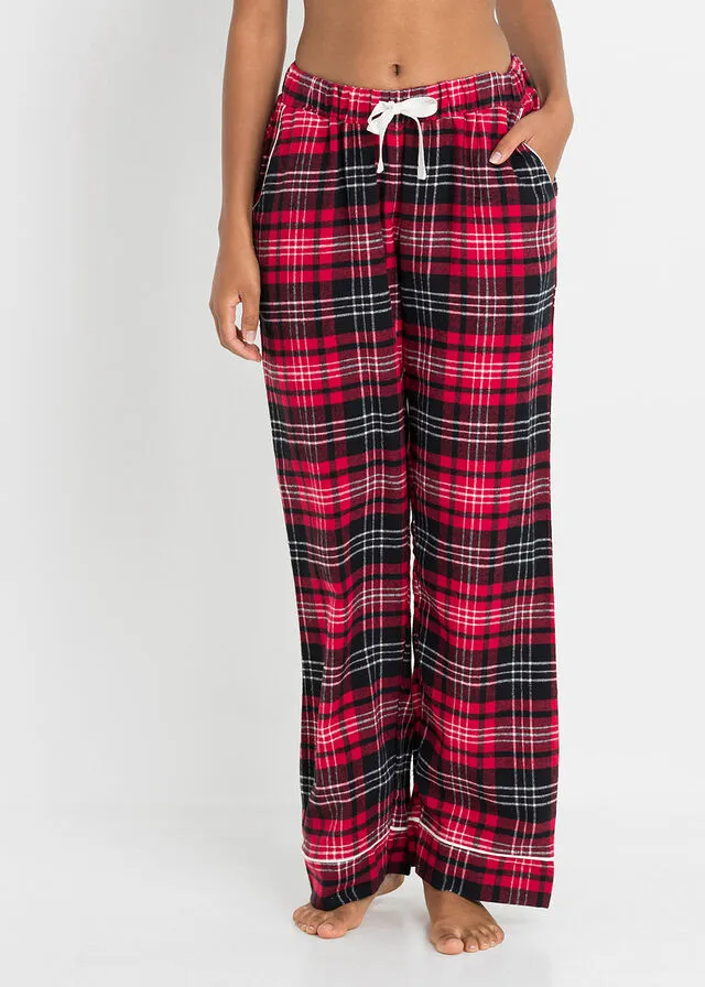 Pantalón de pijama en tejido de franela Rojo de cuadros