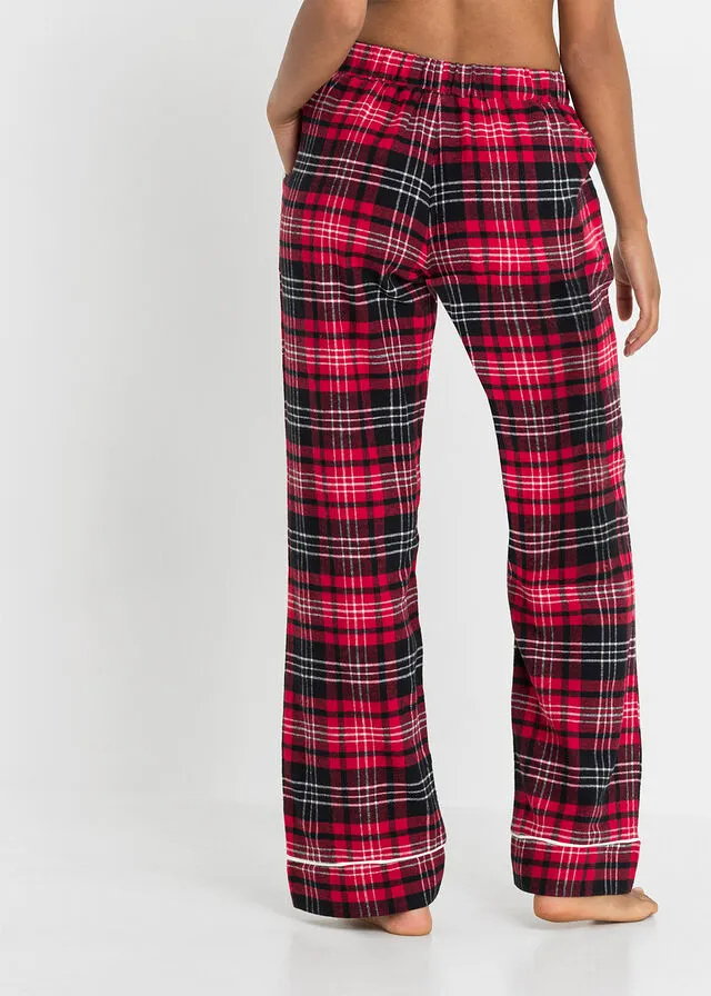Pantalón de pijama en tejido de franela Rojo de cuadros