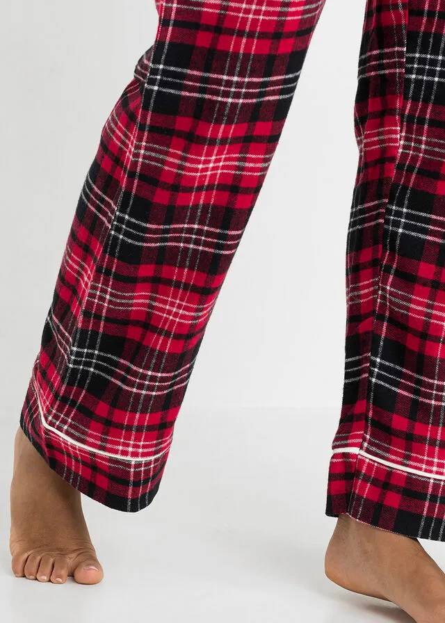 Pantalón de pijama en tejido de franela Rojo de cuadros