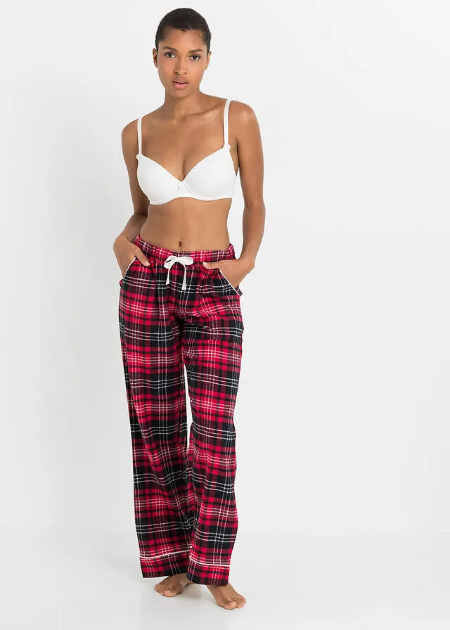 Pantalón de pijama en tejido de franela Rojo de cuadros