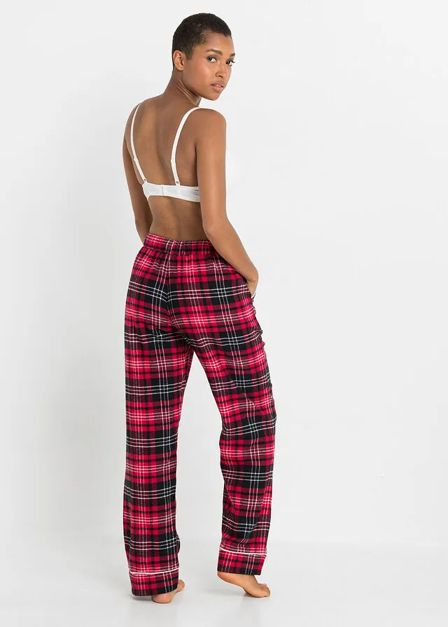 Pantalón de pijama en tejido de franela Rojo de cuadros