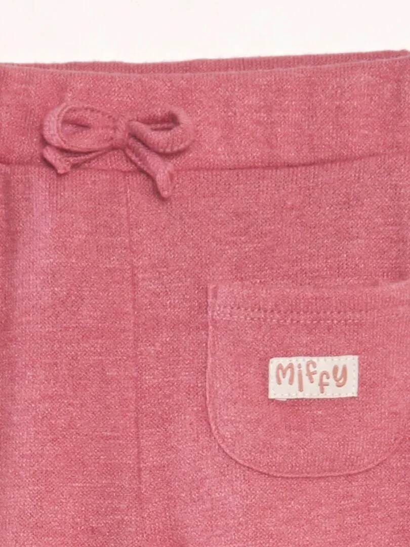 PANTALóN DE PUNTO CON CONEJO  ROSA