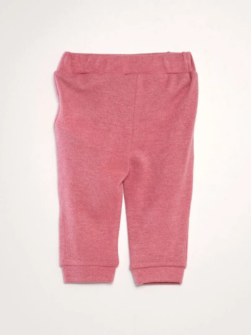 PANTALóN DE PUNTO CON CONEJO  ROSA
