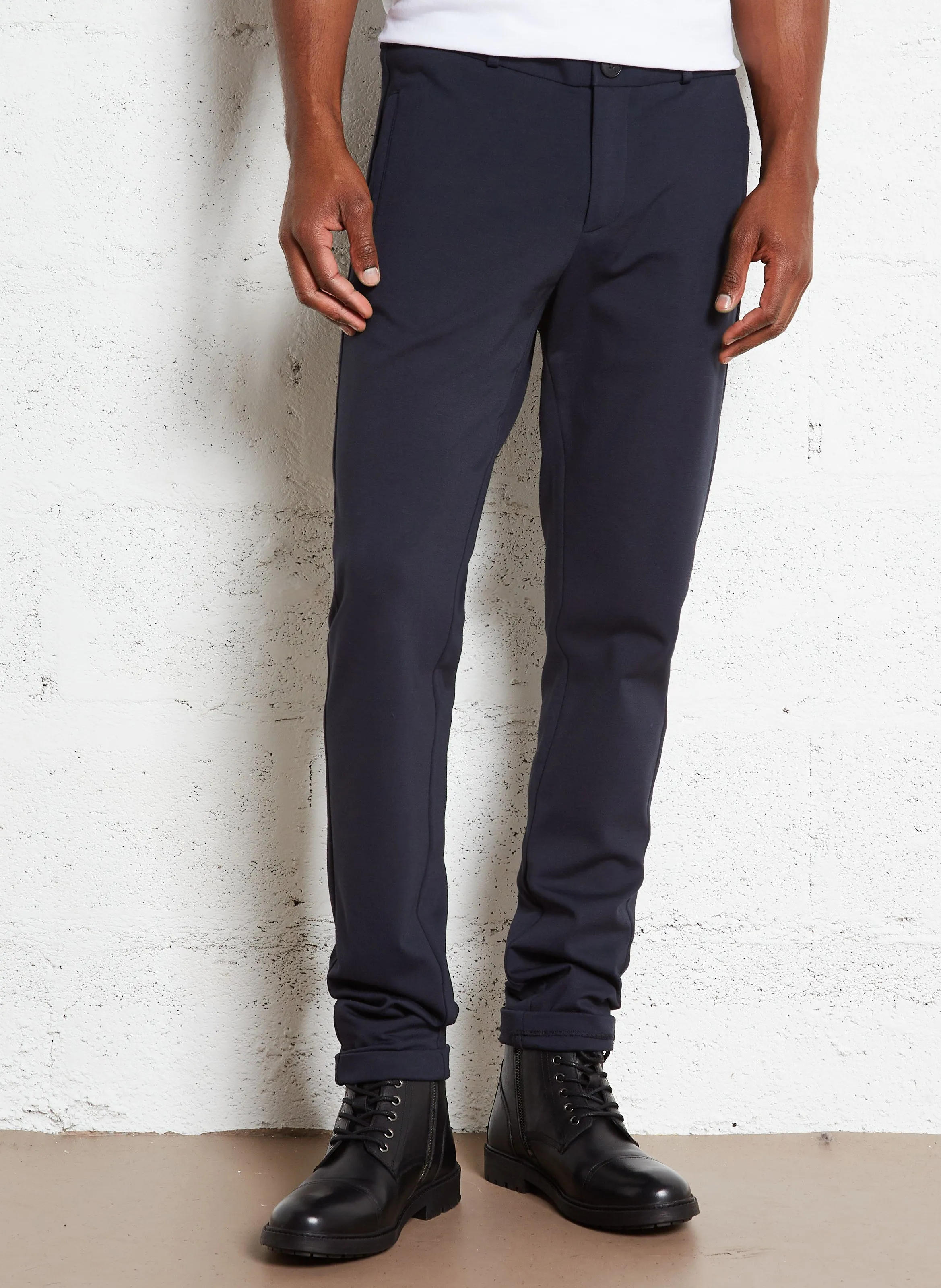 Pantalón slim de algodón en azul