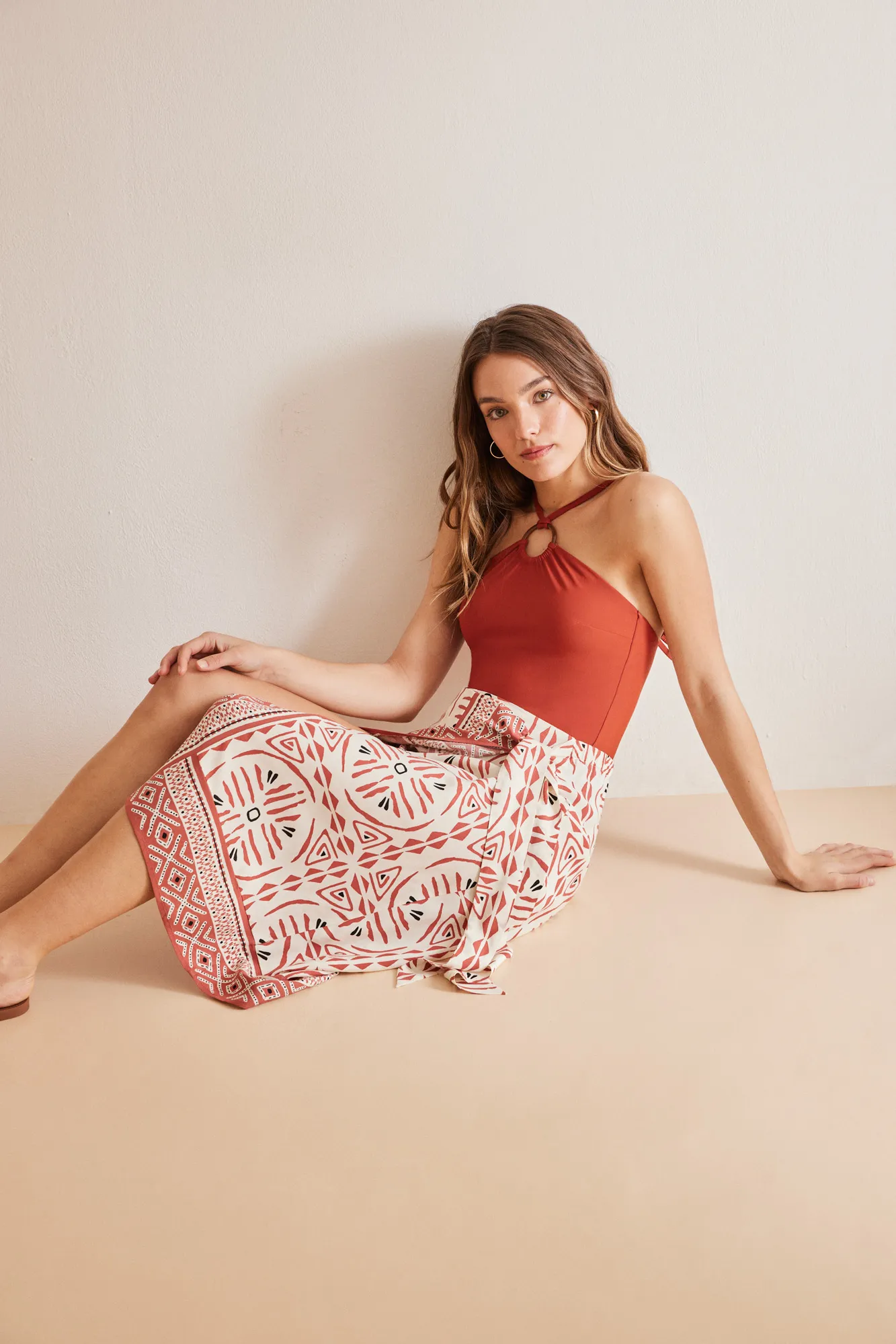 Pareo midi estampado étnico
