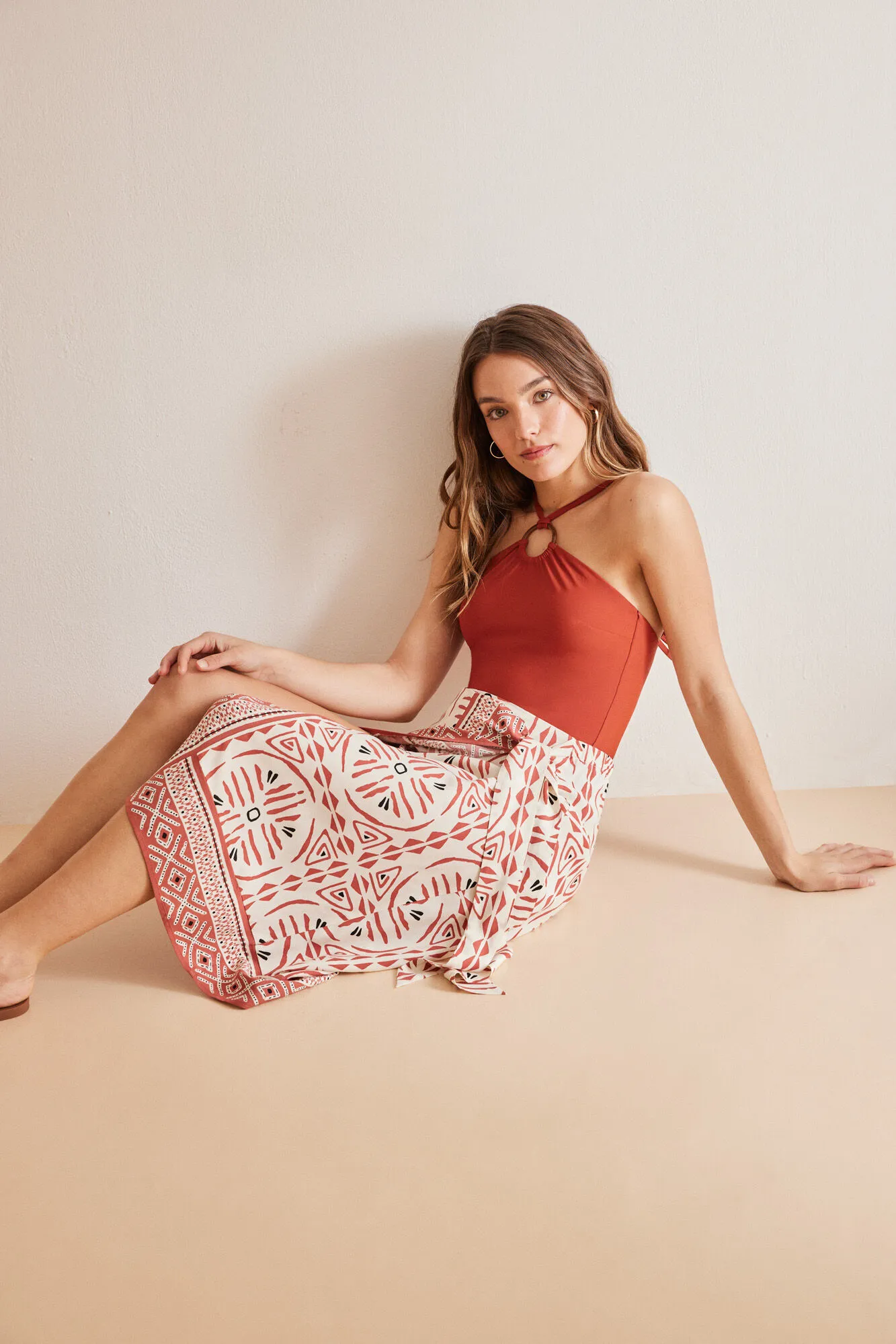 Pareo midi estampado étnico