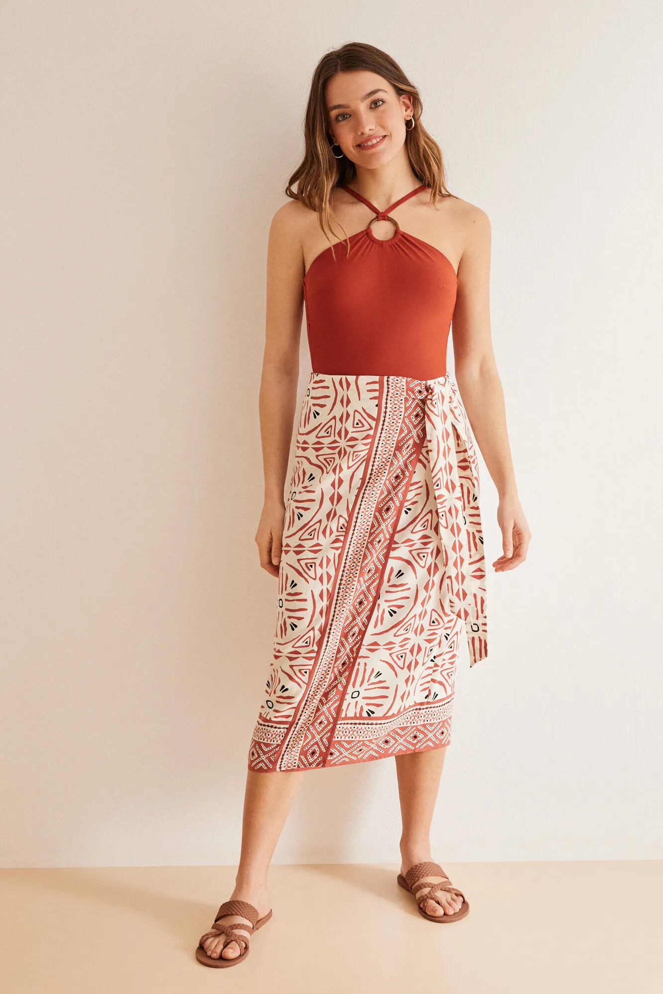 Pareo midi estampado étnico
