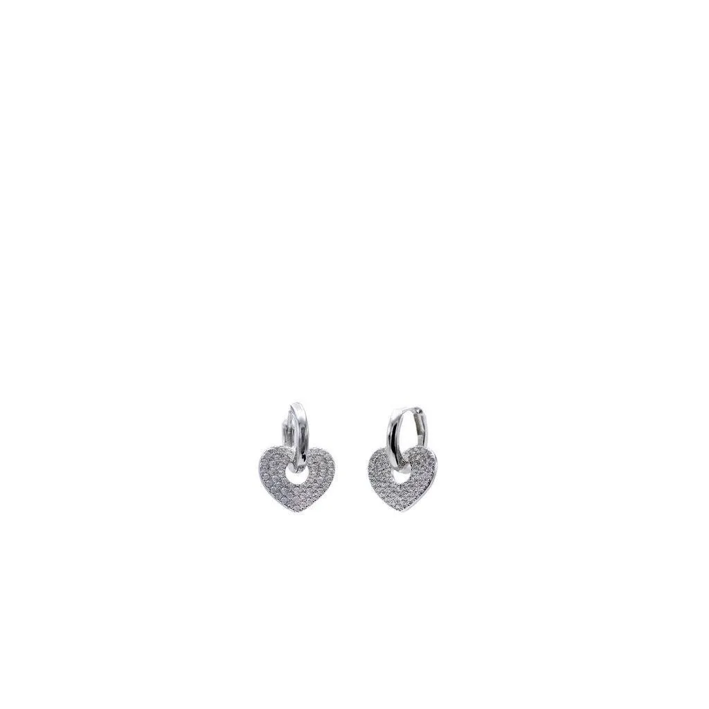 Pendientes aros con colgantes motivo corazón en plata lisa