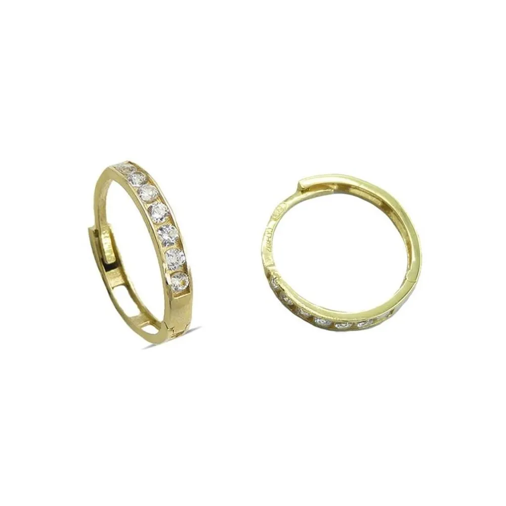 Pendientes de aro de oro amarillo de 18k y circonitas