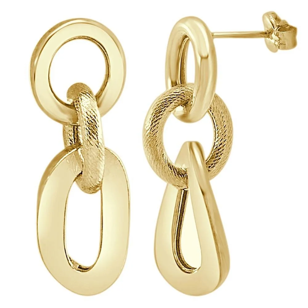 Pendientes de oro 18k de eslabones de 26x9 mm y cierre de presión