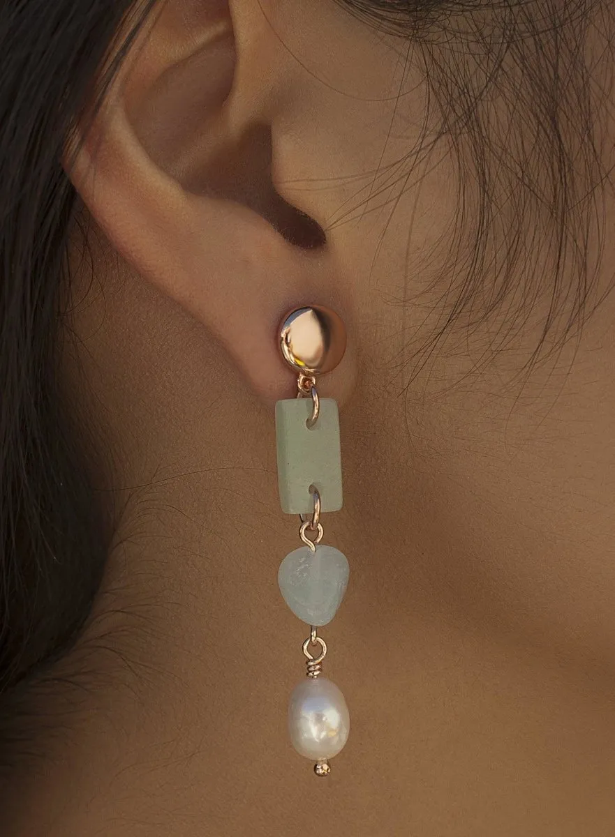 Pendientes de piedra natural diseo colgante de perla final