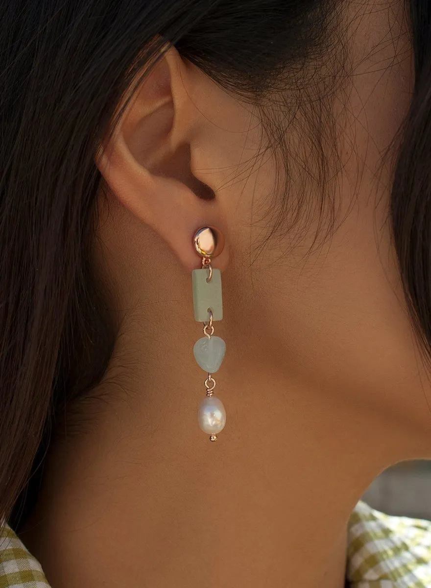Pendientes de piedra natural diseo colgante de perla final