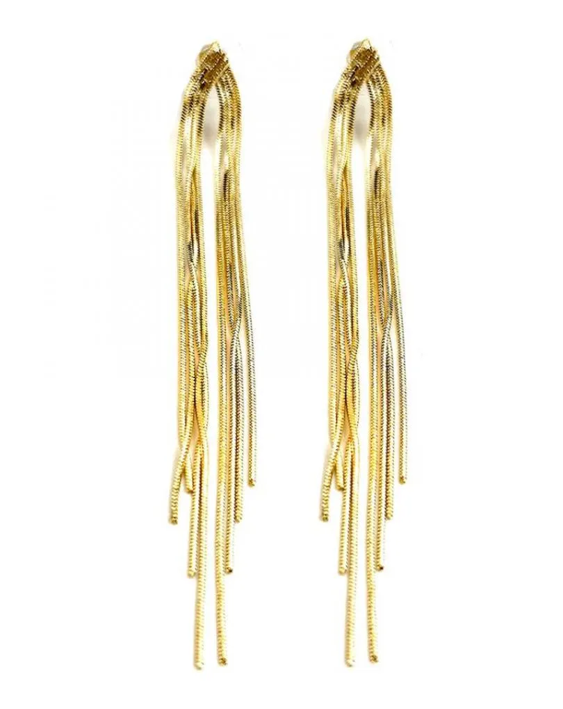PENDIENTES DORADOS LARGOS DE CADENITAS PARA LOOK DE NOCHE