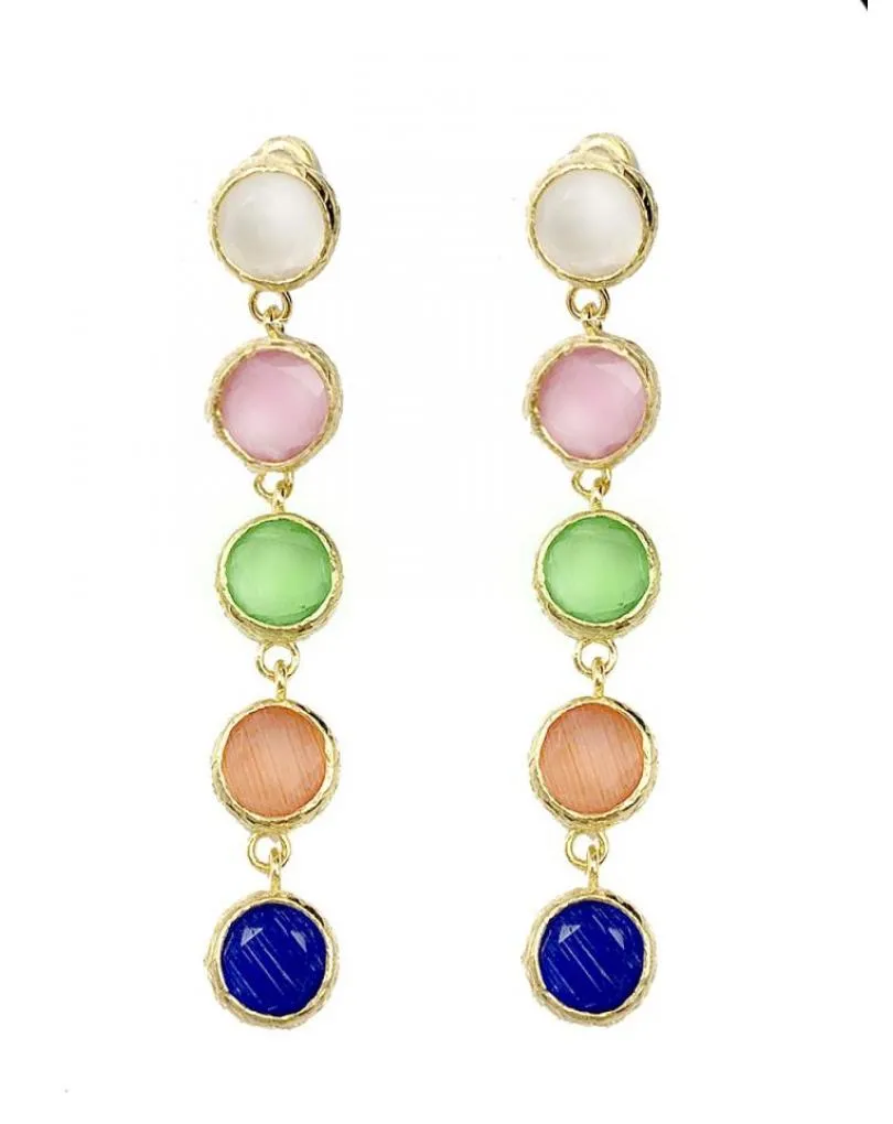 PENDIENTES LARGOS PARA BODAS DE NOCHE CON PEDRERIA COLORIDA