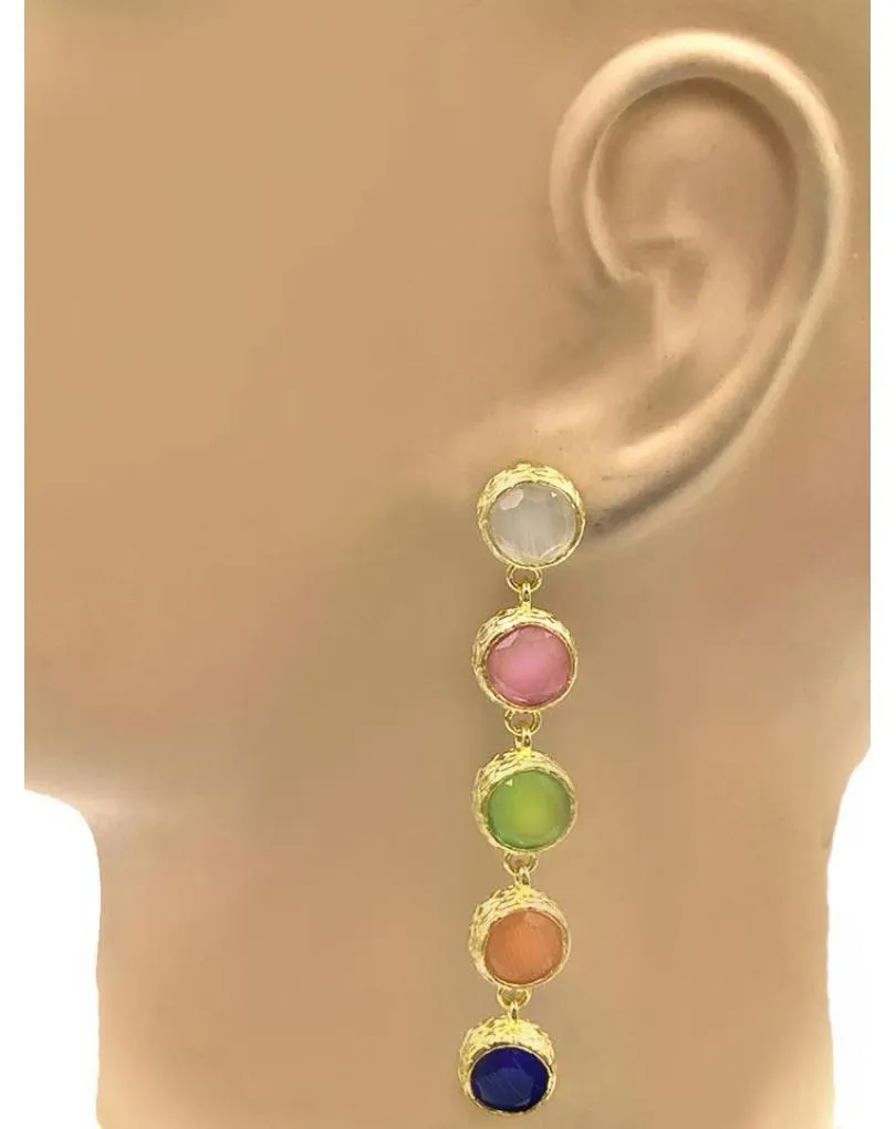 PENDIENTES LARGOS PARA BODAS DE NOCHE CON PEDRERIA COLORIDA