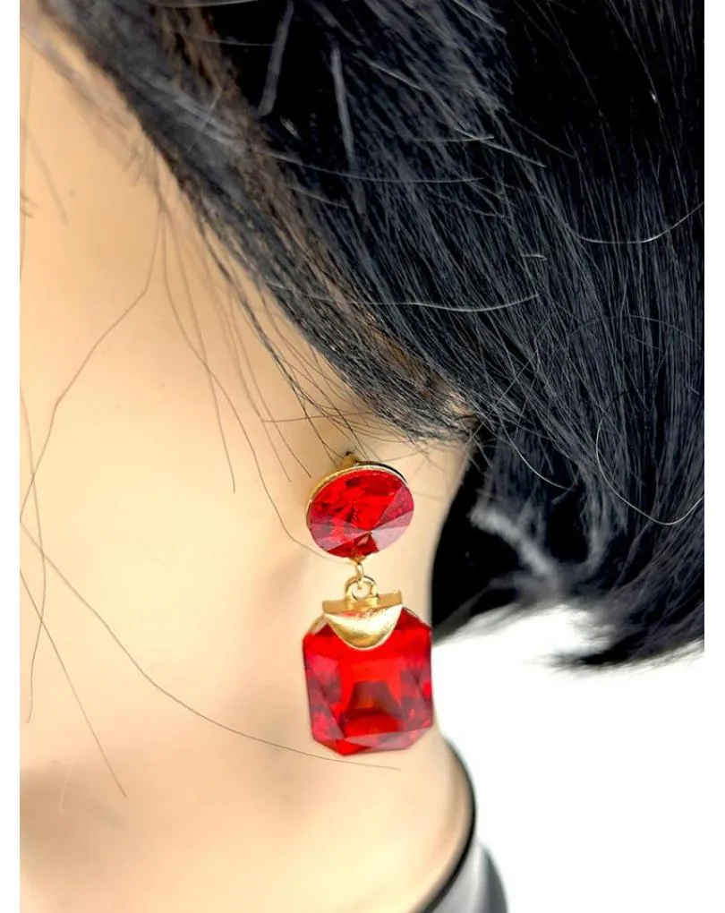 PENDIENTES LARGOS ROJOS DE FIESTA EXTRA BRILLO PARA BODAS NOCHE