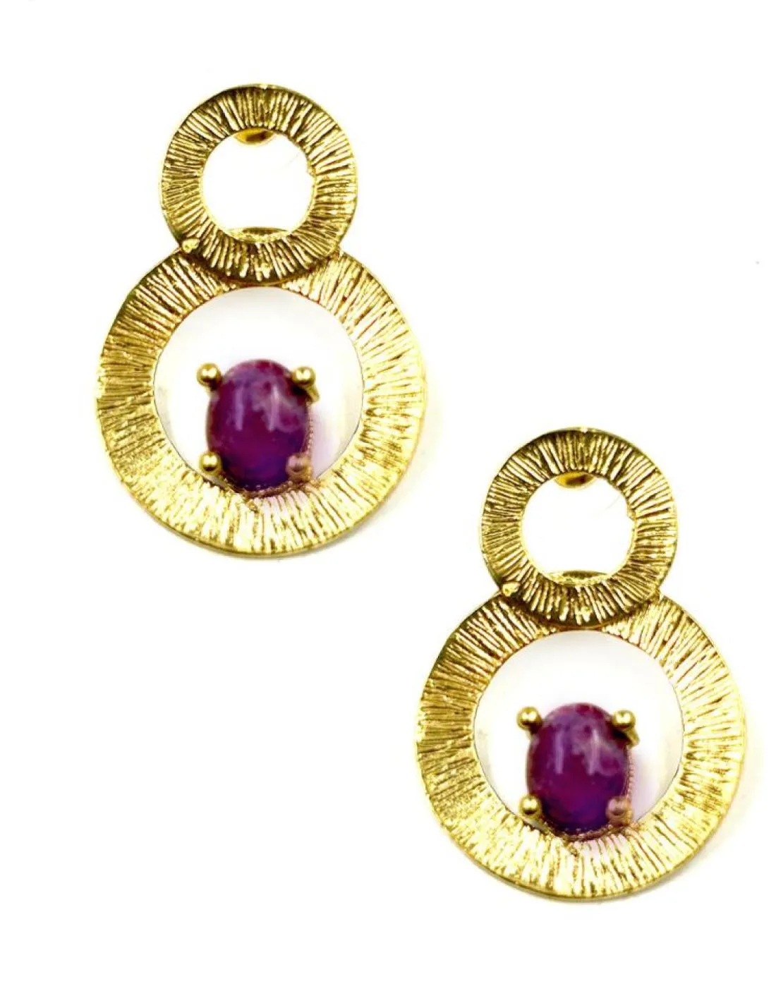 PENDIENTES MUJER DORADOS Y MORADOS PARA BODAS DE DIA Y NOCHE