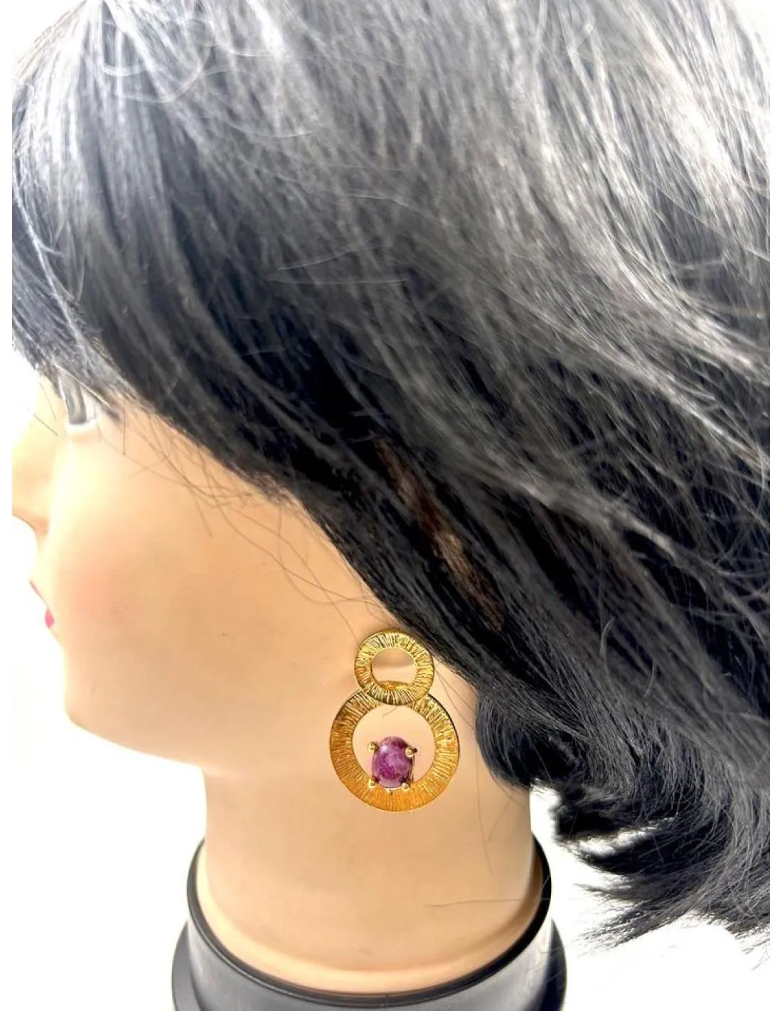 PENDIENTES MUJER DORADOS Y MORADOS PARA BODAS DE DIA Y NOCHE
