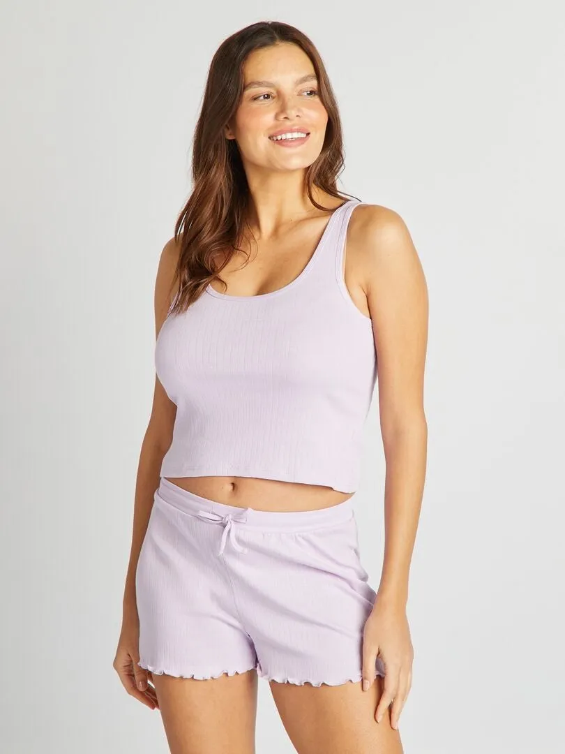 PIJAMA CAMISETA DE TIRANTES + SHORT  2 PIEZAS  PURPURA