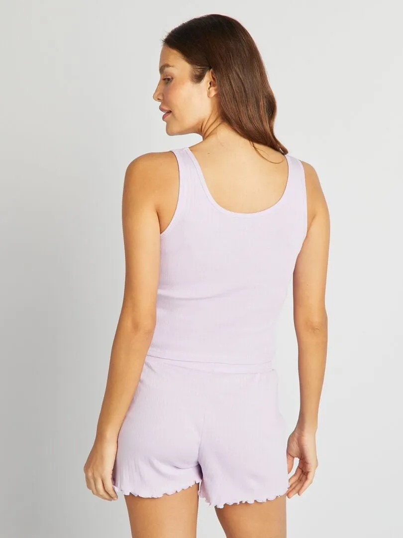 PIJAMA CAMISETA DE TIRANTES + SHORT  2 PIEZAS  PURPURA