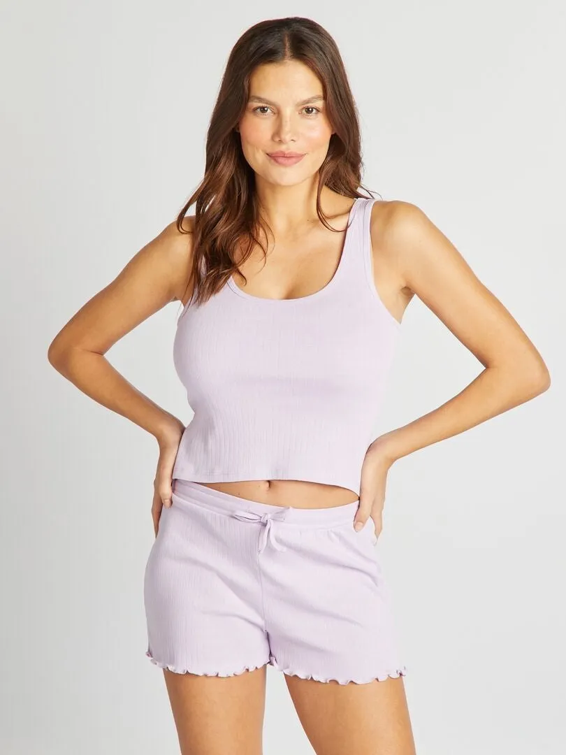 PIJAMA CAMISETA DE TIRANTES + SHORT  2 PIEZAS  PURPURA
