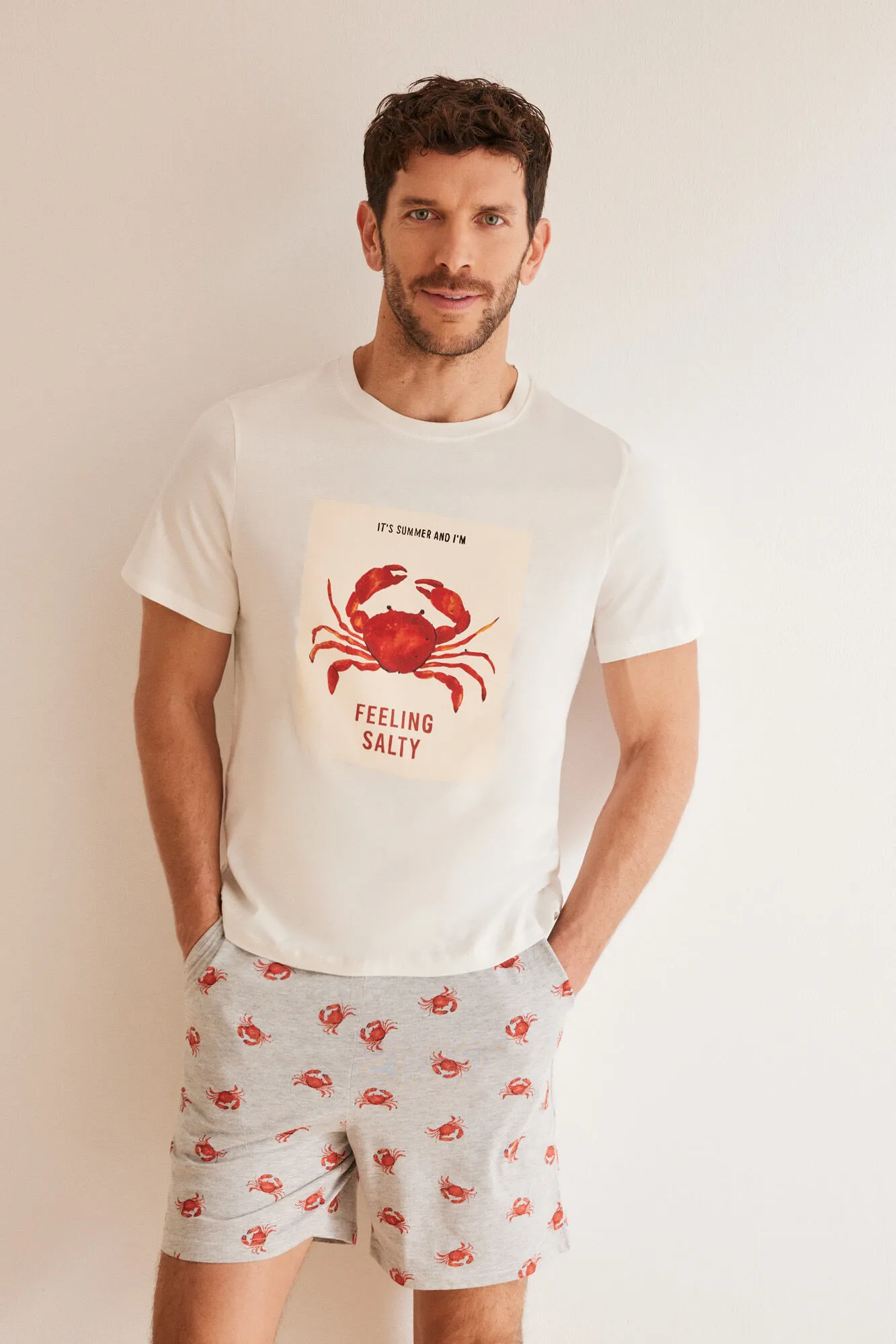 Pijama corto hombre 100% algodón cangrejos