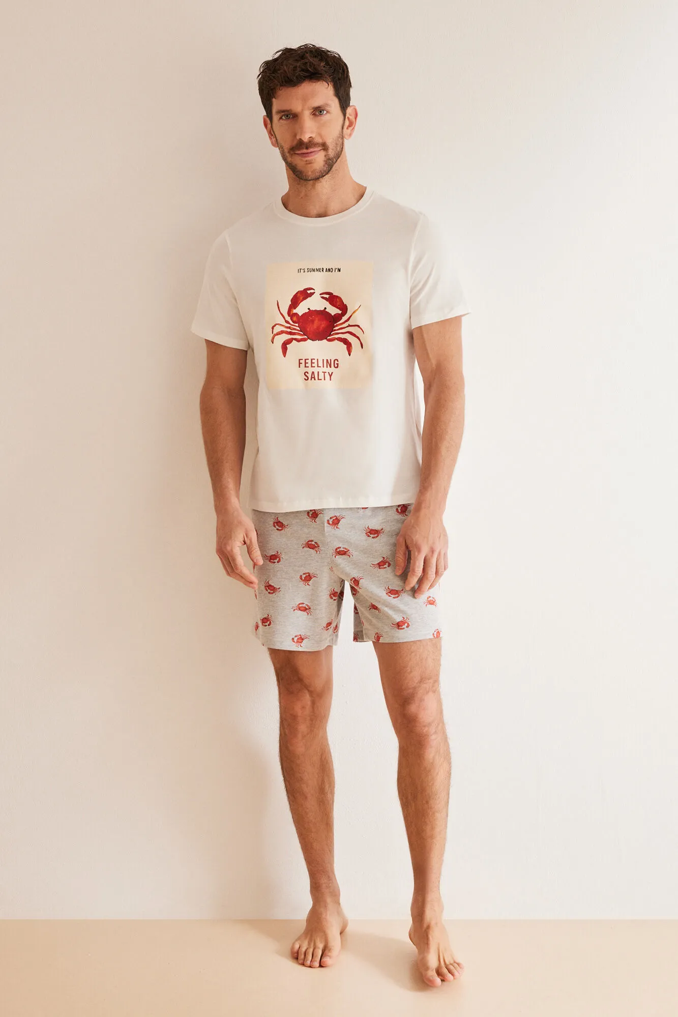 Pijama corto hombre 100% algodón cangrejos