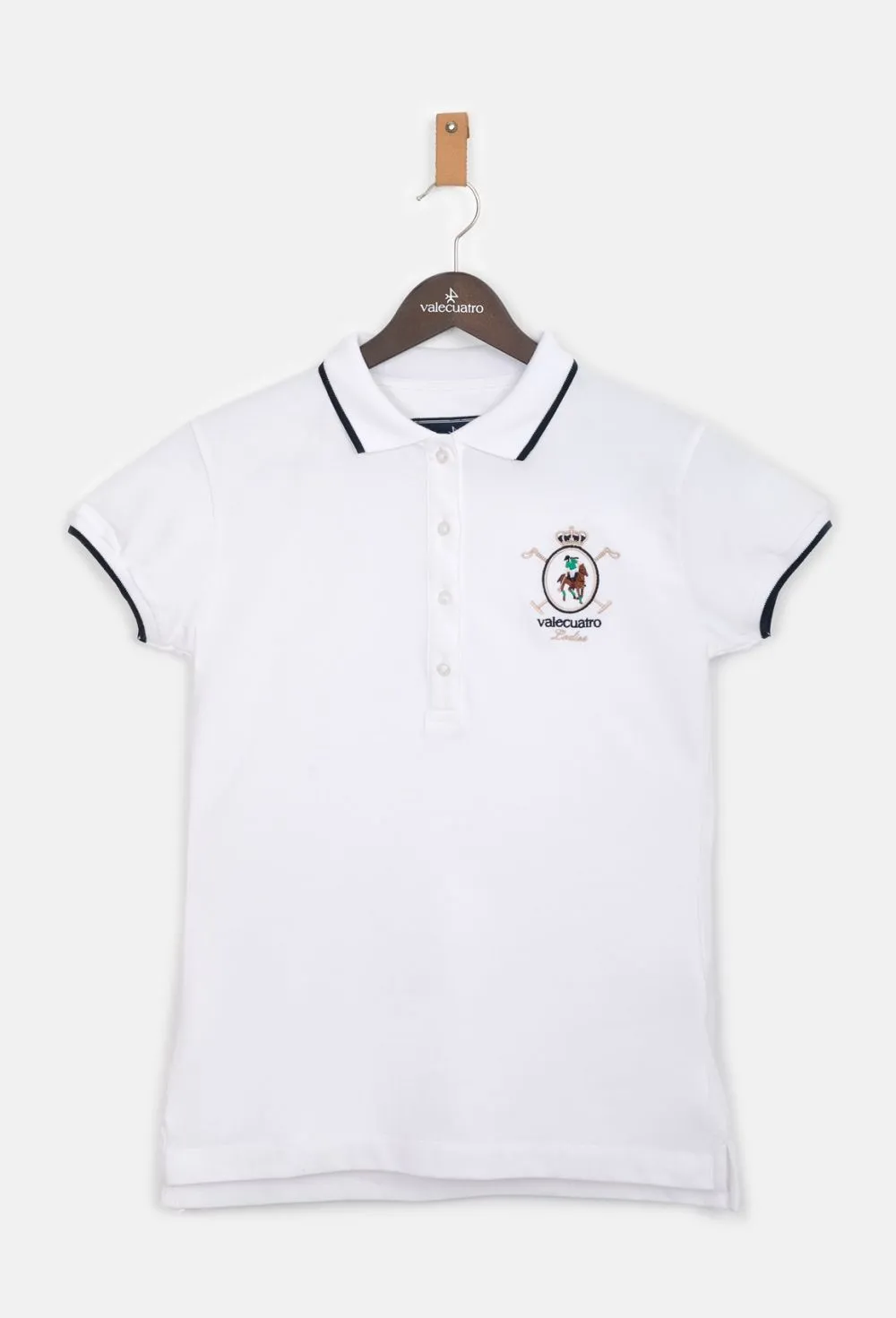 Polo clásico blanco escudo Valecuatro de mujer