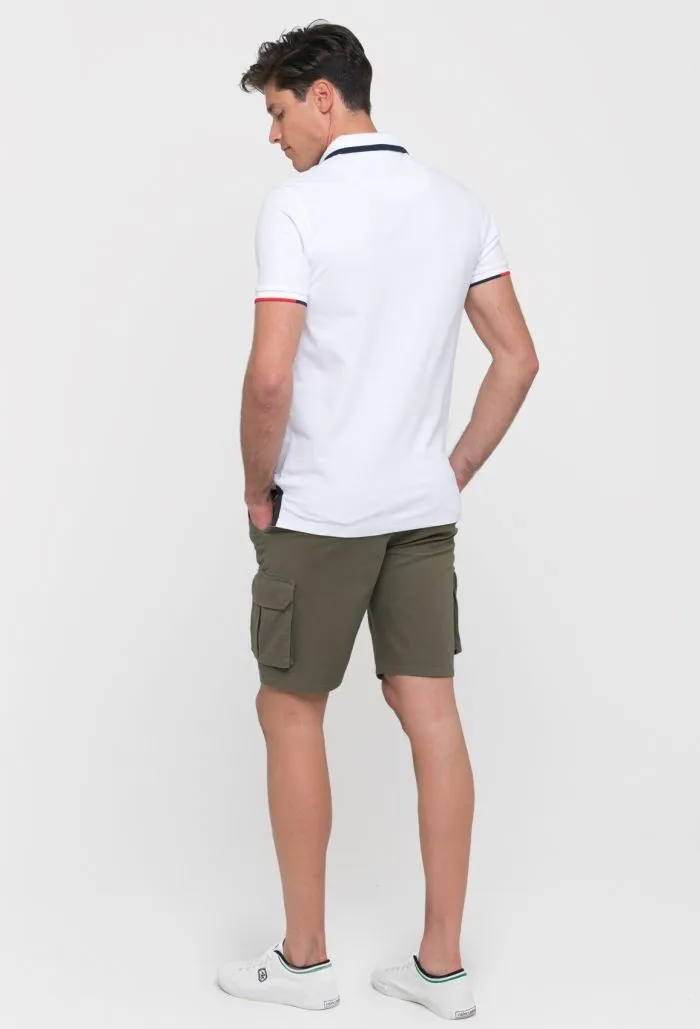 Polo clásico con escudo para hombre 100% algodón color blanco