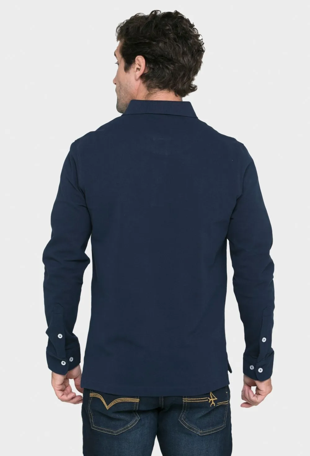 Polo clásico de manga larga color azul marino