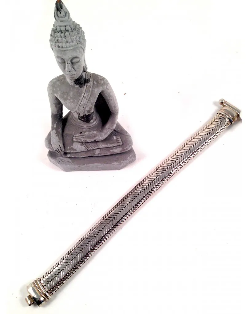 PULSERA DE HOMBRE SERPIENTE PLANA PLATA (MEDIDAS. 1A*22L CM, PESO:120GR)