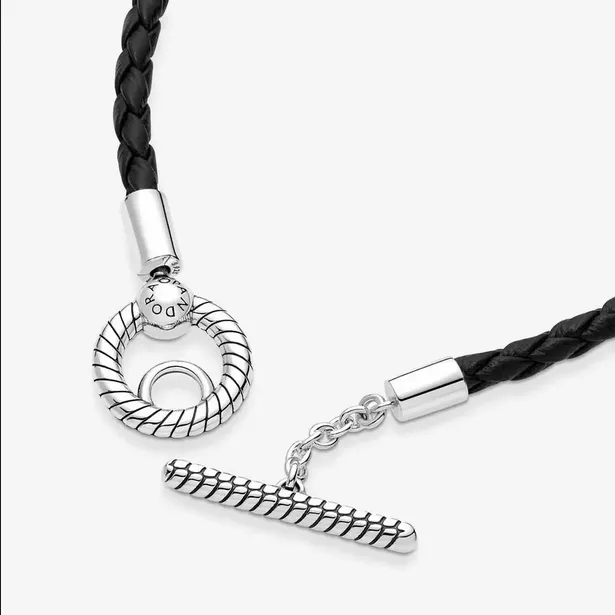 Pulsera Pandora Moments Cuero Trenzado con Cierre en Forma de T 591675C01