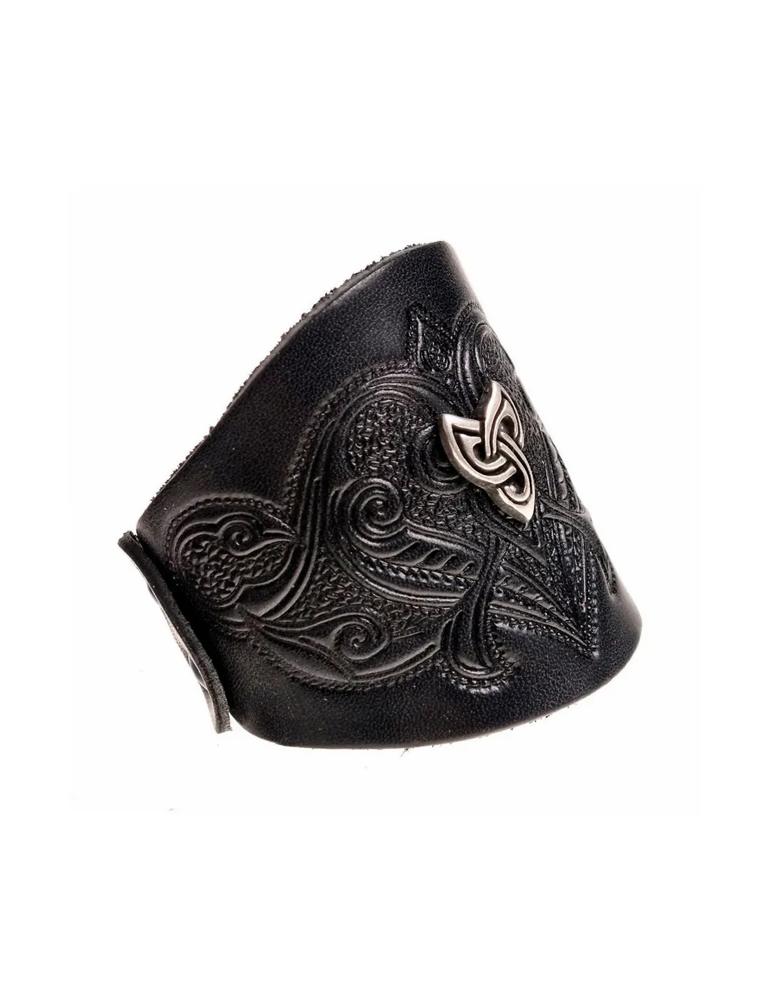 Pulsera triqueta celta con relieves en cuero